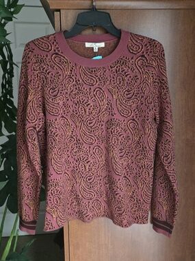 Paisley Crewneck Sweater - Raspberry